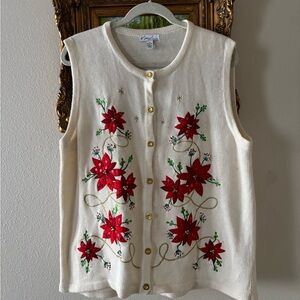 Kim Rogers vintage Ivory Button-Up Sweater vest